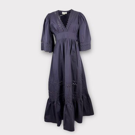 Maxi Abito Popeline di Cotone Navy Romie Antik Batik