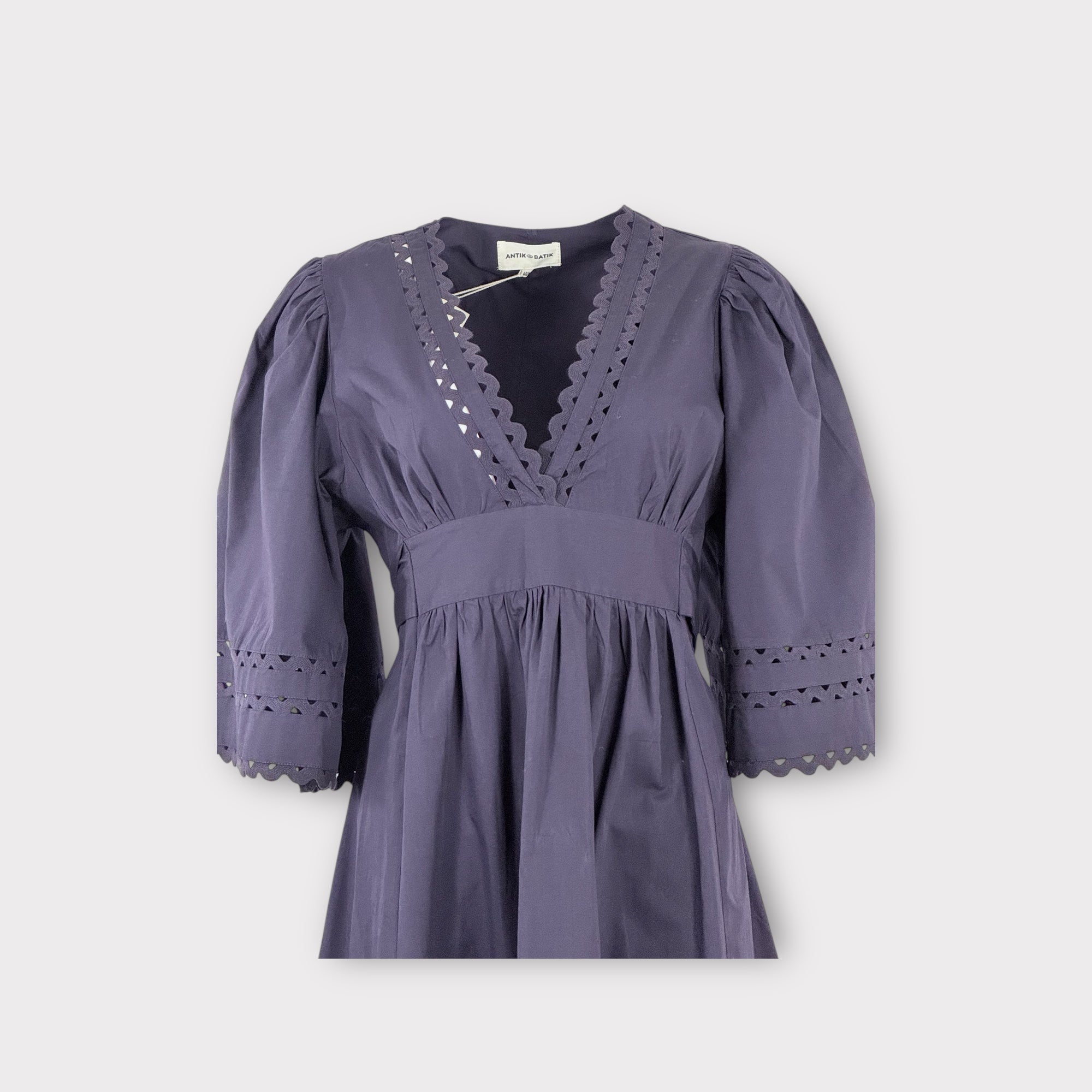 Maxi Abito Popeline di Cotone Navy Romie Antik Batik