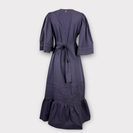 Maxi Abito Popeline di Cotone Navy Romie Antik Batik