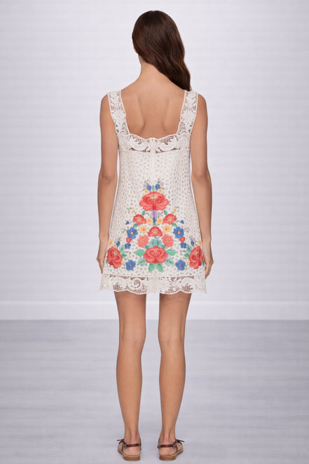 Mini Abito Astrid con Pizzo e Ricami Floreali , SEA New York