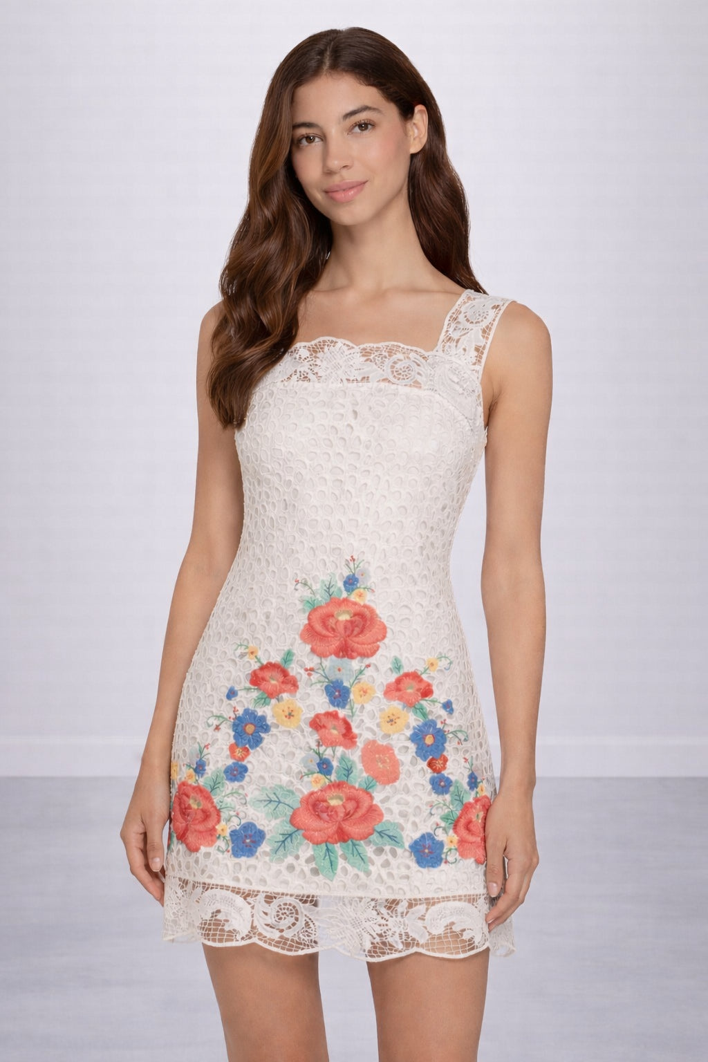 Mini Abito Astrid con Pizzo e Ricami Floreali , SEA New York