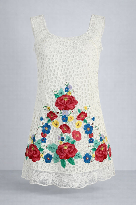 Mini Abito Astrid con Pizzo e Ricami Floreali , SEA New York