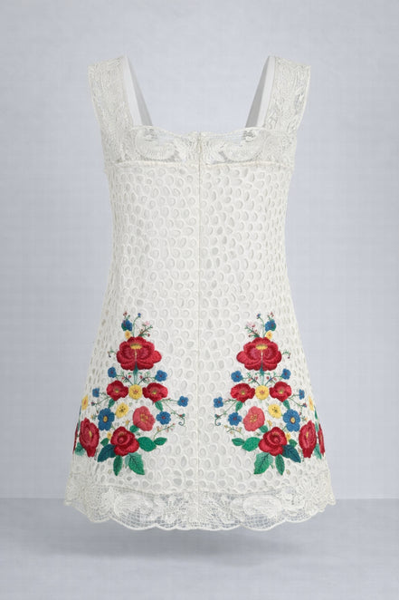 Mini Abito Astrid con Pizzo e Ricami Floreali , SEA New York