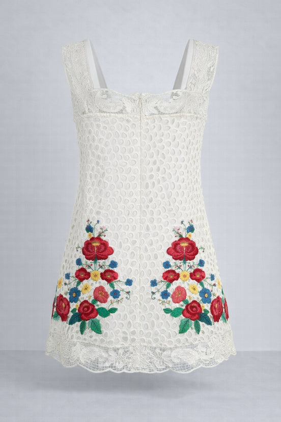 Mini Abito Astrid con Pizzo e Ricami Floreali , SEA New York