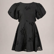 Suncoo, Mini Dress in Popeline Ricamato con Scollo sulla Schiena Celest