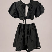 Suncoo, Mini Dress in Popeline Ricamato con Scollo sulla Schiena Celest