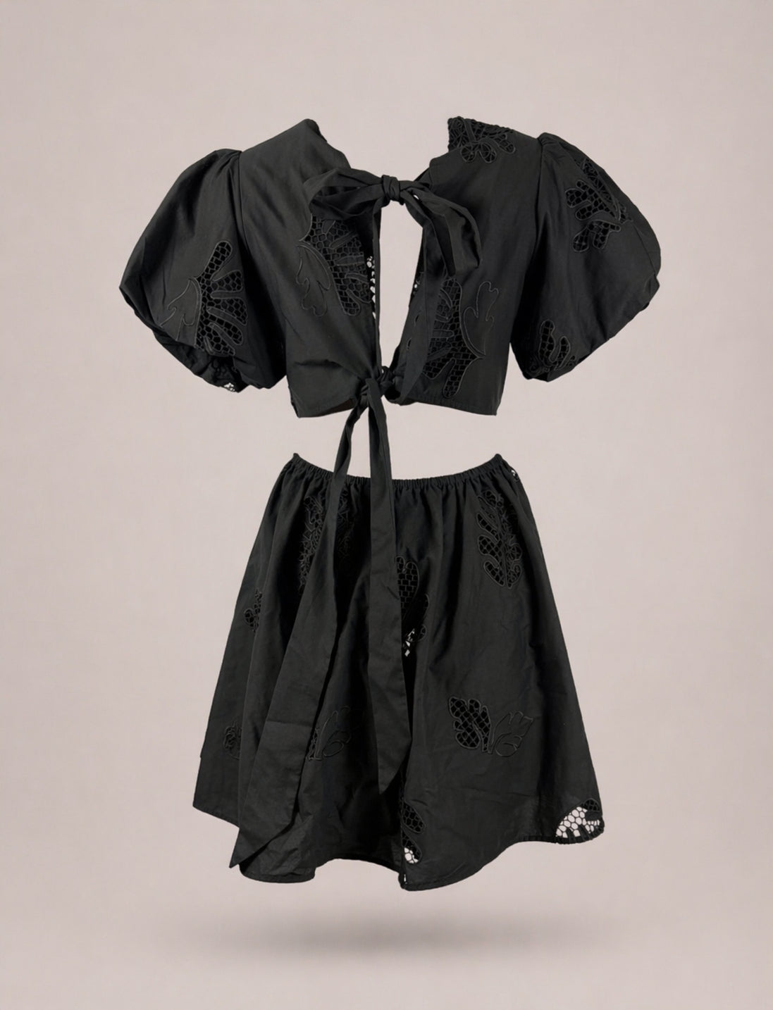 Suncoo, Mini Dress in Popeline Ricamato con Scollo sulla Schiena Celest