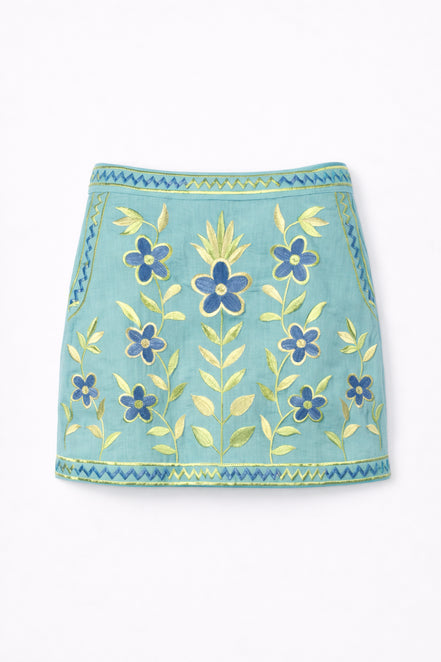 Minigonna Ricamata Motivo a Fiori Carioca Antik Batik