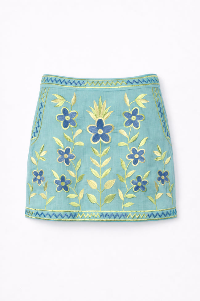 Minigonna Ricamata Motivo a Fiori Carioca Antik Batik