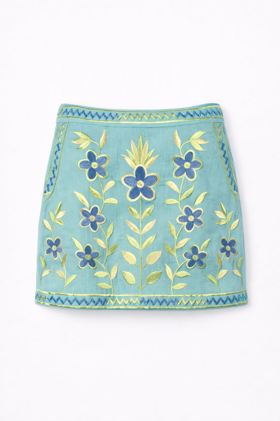 Minigonna Ricamata Motivo a Fiori Carioca Antik Batik