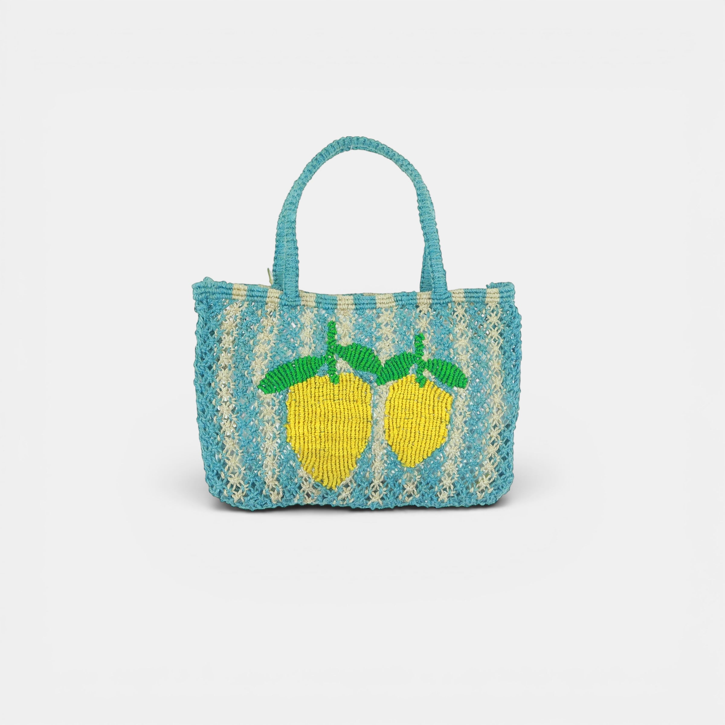 Shopper Piccola in Iuta Rettangolare a Righe con Limoni, Tracy - The Jacksons