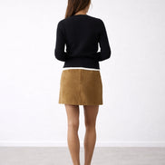 Mini Gonna in Camoscio Cammello Soeur