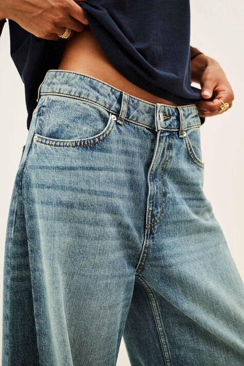Ba&sh, Denim Loose Gamba Larga Sfrangiato Mislav