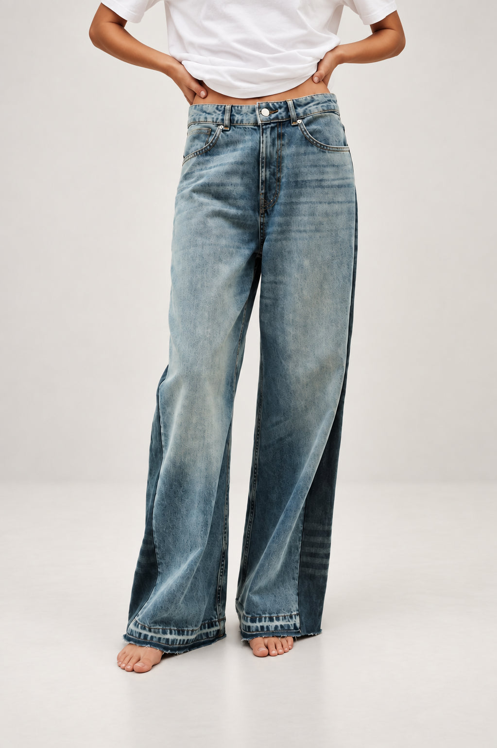 Ba&sh, Denim Loose Gamba Larga Sfrangiato Mislav