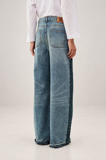 Ba&sh, Denim Loose Gamba Larga Sfrangiato Mislav