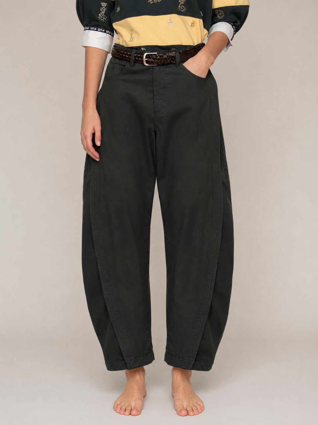 SEA New York, Pantalone Barrel in Cotone Odessa