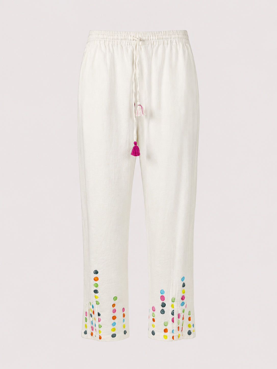Nimbu, Pantaloni di Cotone Bianco con Coulisse