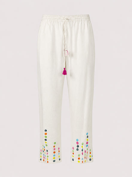 Nimbu, Pantaloni di Cotone Bianco con Coulisse
