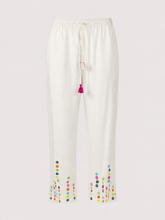 Nimbu, Pantaloni di Cotone Bianco con Coulisse