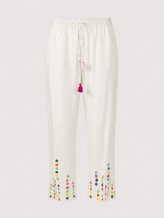 Nimbu, Pantaloni di Cotone Bianco con Coulisse