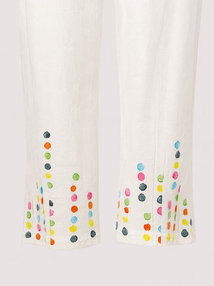 Nimbu, Pantaloni di Cotone Bianco con Coulisse