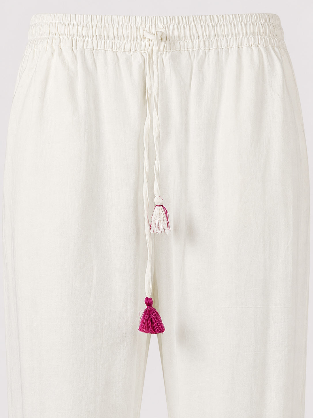 Nimbu, Pantaloni di Cotone Bianco con Coulisse
