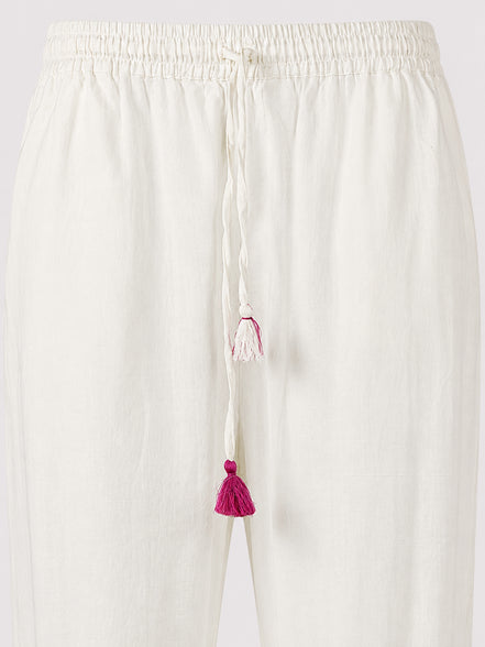 Nimbu, Pantaloni di Cotone Bianco con Coulisse