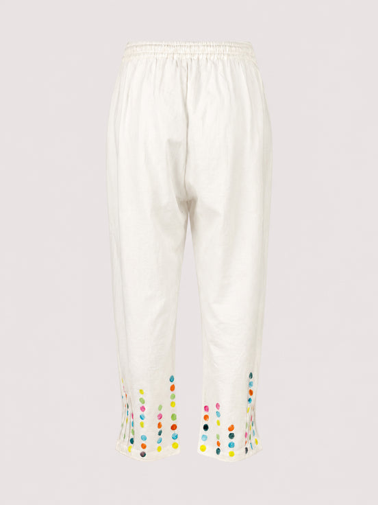 Nimbu, Pantaloni di Cotone Bianco con Coulisse