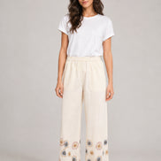 Stella Forest, Pantalone in Cotone con Elastico in Vita e Ricama Oksanna
