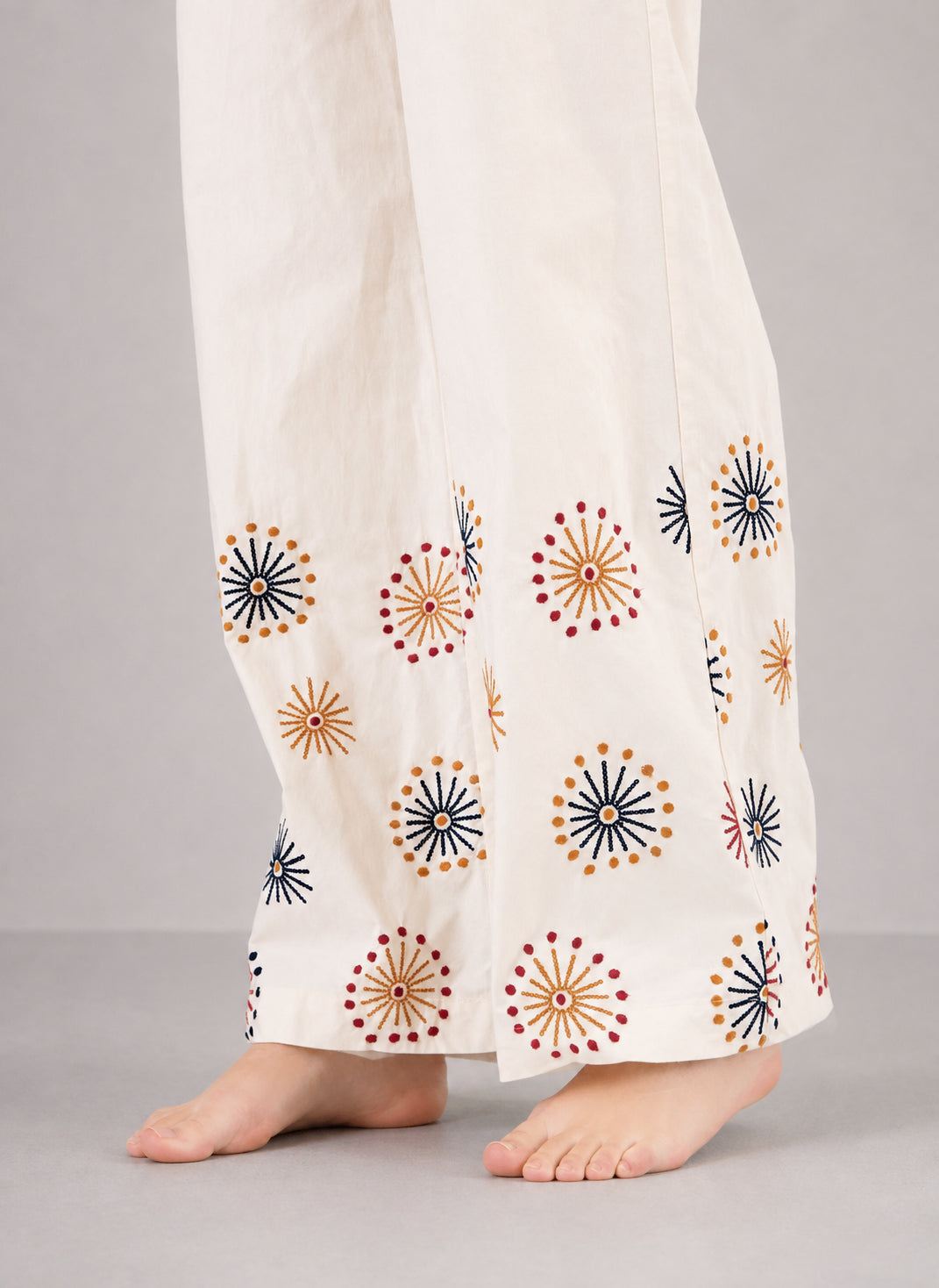 Stella Forest, Pantalone in Cotone con Elastico in Vita e Ricama Oksanna