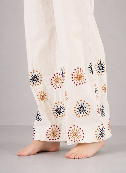 Stella Forest, Pantalone in Cotone con Elastico in Vita e Ricama Oksanna