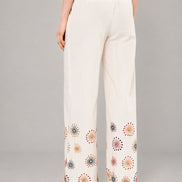 Stella Forest, Pantalone in Cotone con Elastico in Vita e Ricama Oksanna