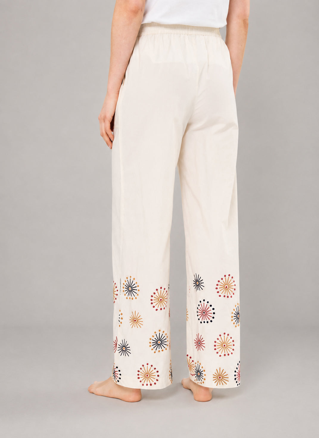 Stella Forest, Pantalone in Cotone con Elastico in Vita e Ricama Oksanna