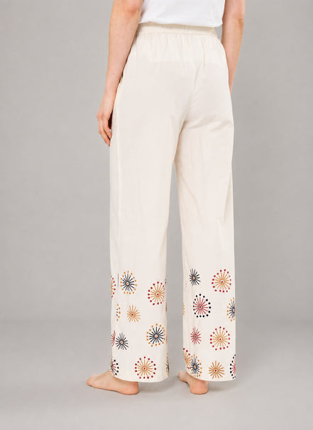 Stella Forest, Pantalone in Cotone con Elastico in Vita e Ricama Oksanna