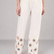 Stella Forest, Pantalone in Cotone con Elastico in Vita e Ricama Oksanna