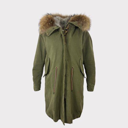 Parka Verde Cotone Peliccia e Ecofur Bazar de Luxe
