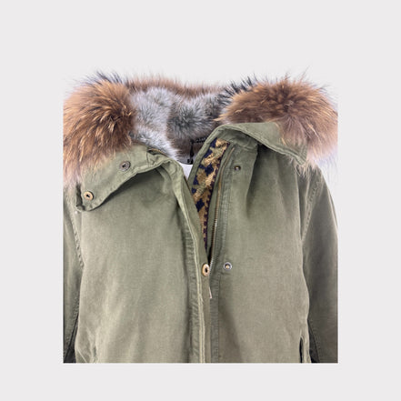 Parka Verde Cotone Peliccia e Ecofur Bazar de Luxe