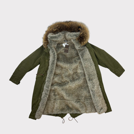 Parka Verde Cotone Peliccia e Ecofur Bazar de Luxe