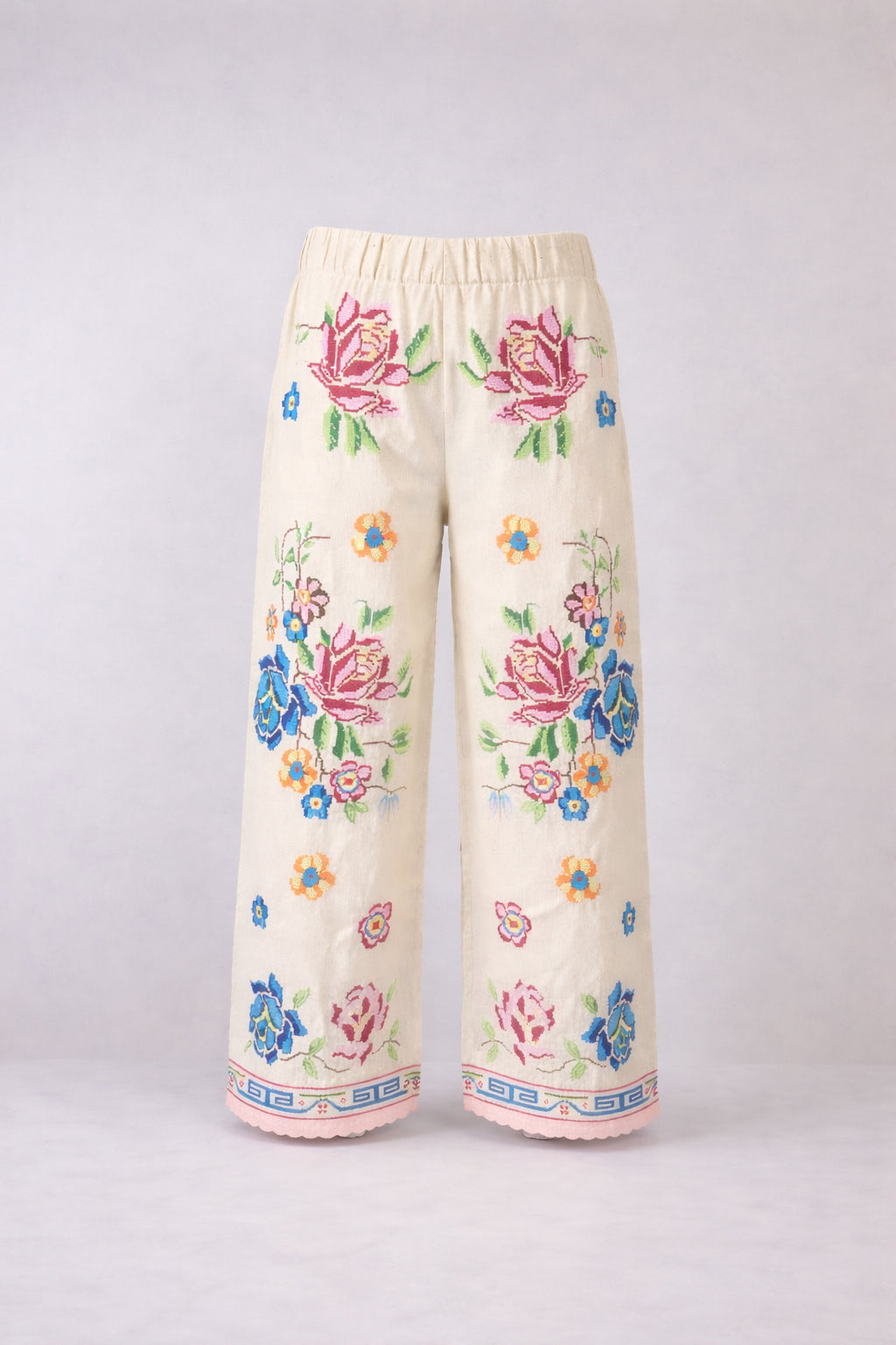 Orsina, Pantalone con Elastico Ricamato