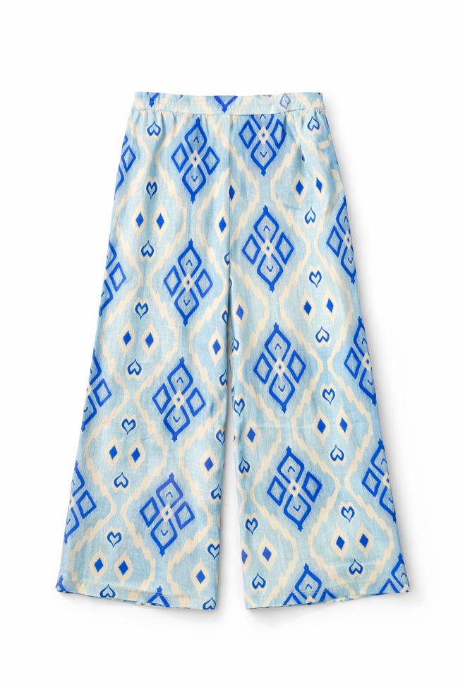 Pantalone in Lino Fantasia Azzurra Fennel, Nimo with Love