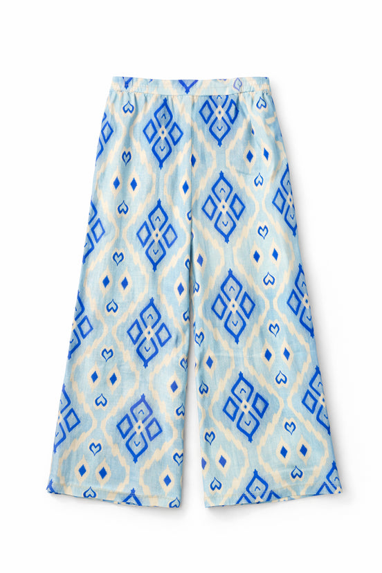 Pantalone in Lino Fantasia Azzurra Fennel, Nimo with Love