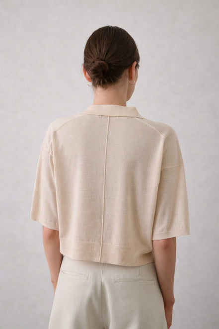 Polo in Maglia di Lana Leggera Manica Corta Soeur