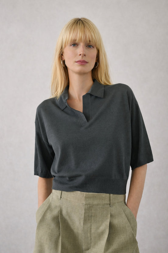 Polo in Maglia di Lana Leggera Manica Corta Soeur