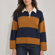 Inland, Polo in Cashmere a costa inglese con  righe larghe