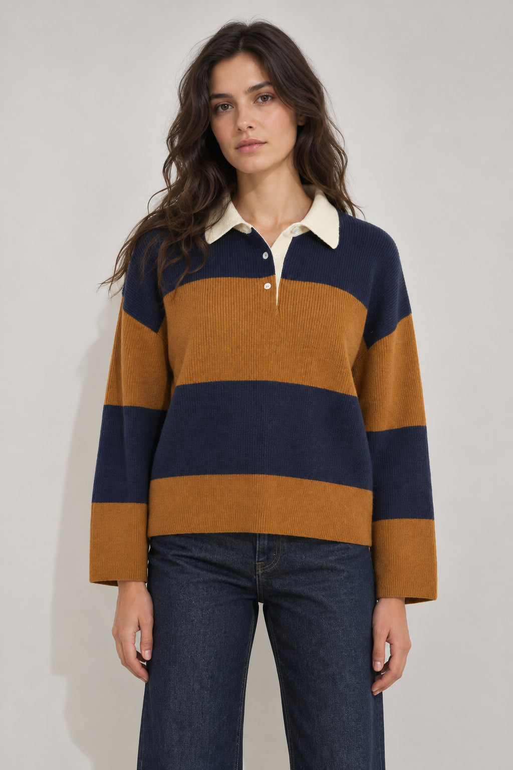 Inland, Polo in Cashmere a costa inglese con  righe larghe