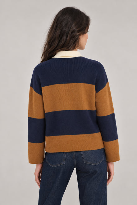 Inland, Polo in Cashmere a costa inglese con  righe larghe