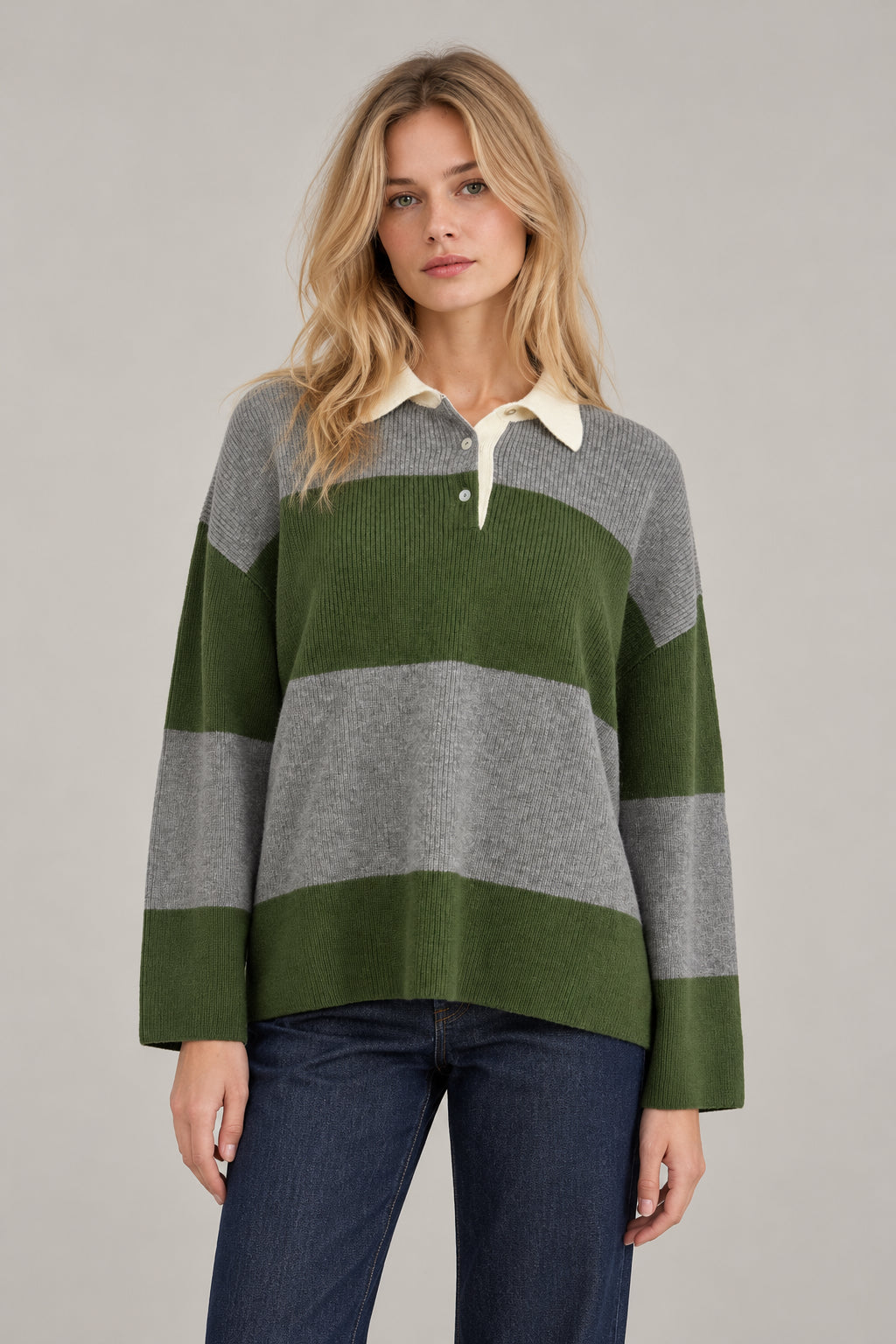 Inland, Polo in Cashmere a costa inglese con  righe larghe