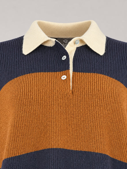 Inland, Polo in Cashmere a costa inglese con  righe larghe