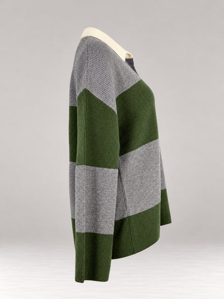 Inland, Polo in Cashmere a costa inglese con  righe larghe