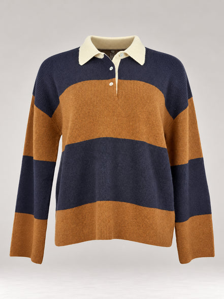 Inland, Polo in Cashmere a costa inglese con  righe larghe